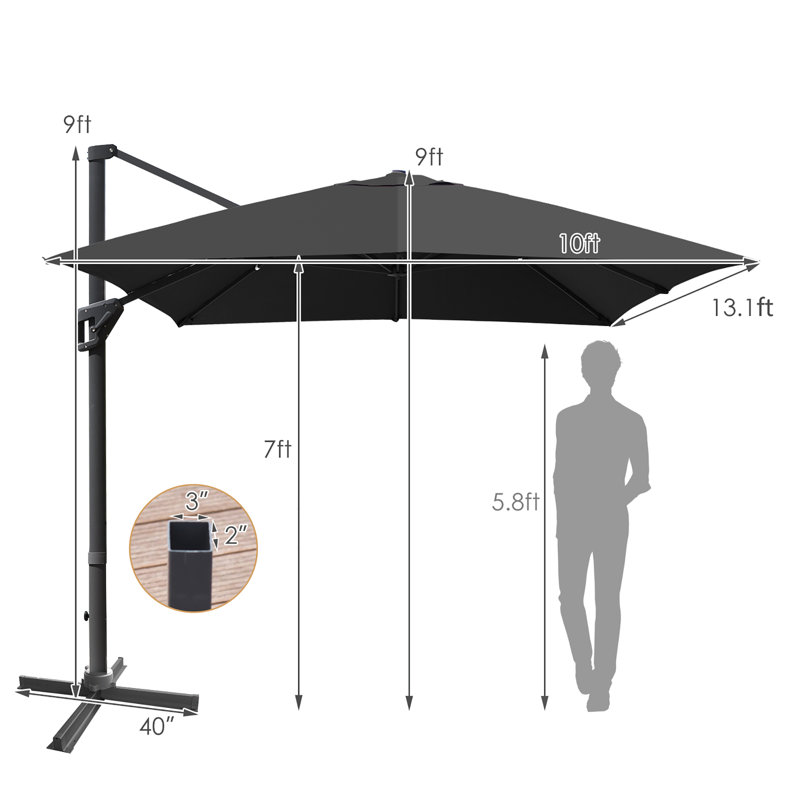 Parasol en porte-à-faux 120 po Abdullatif, gris