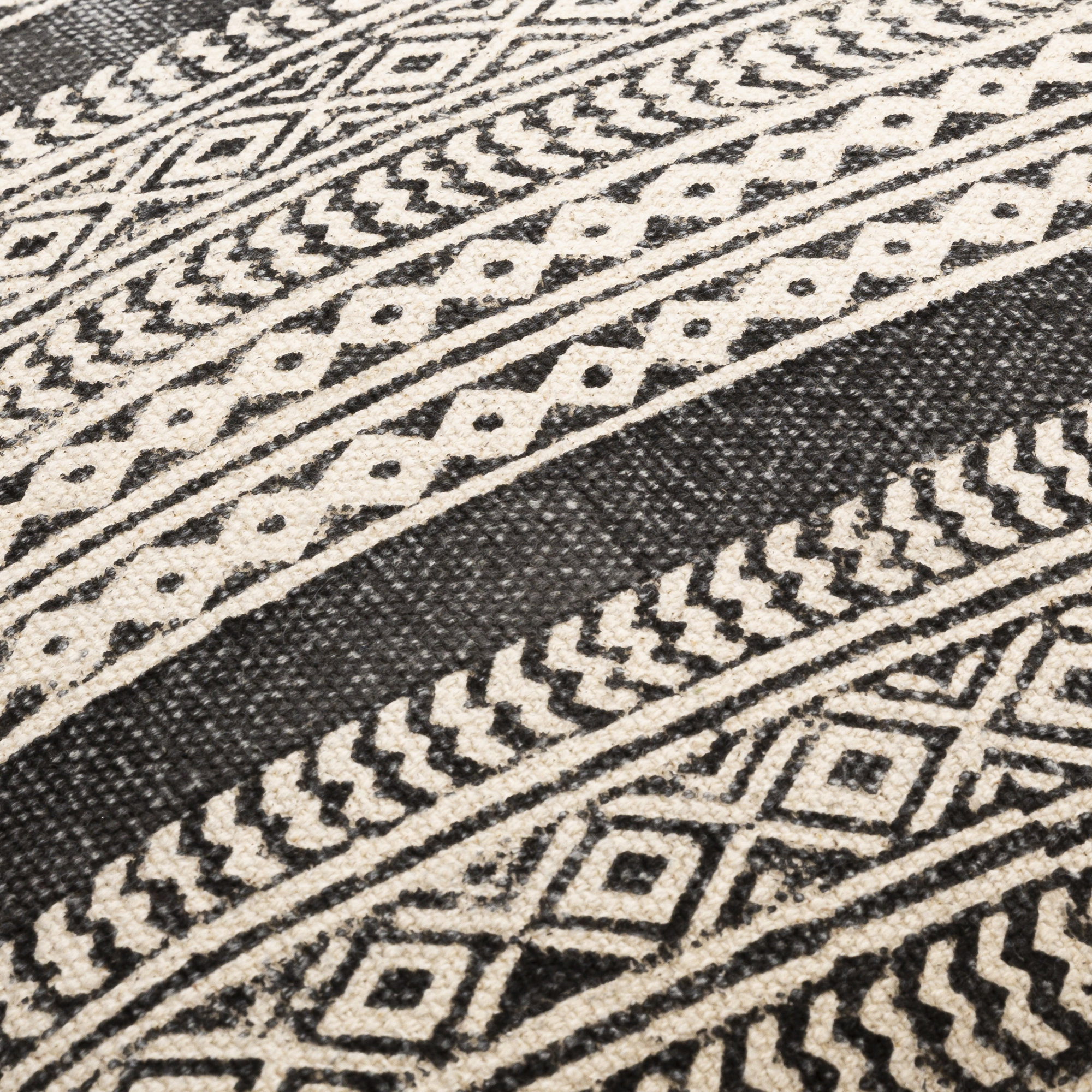 Zetta Geometric Cotton Throw Pillow, Polyester/Polyfill, 20" x 20", Beige/Black