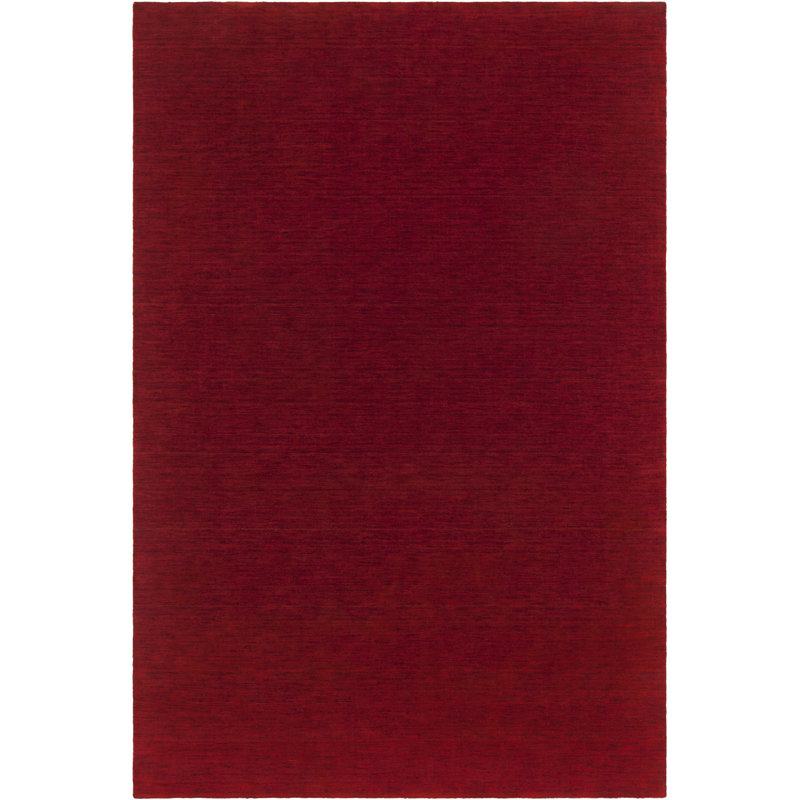 Laura Hand Knotted Wool Area Rug in Red, 5' x 7'6"