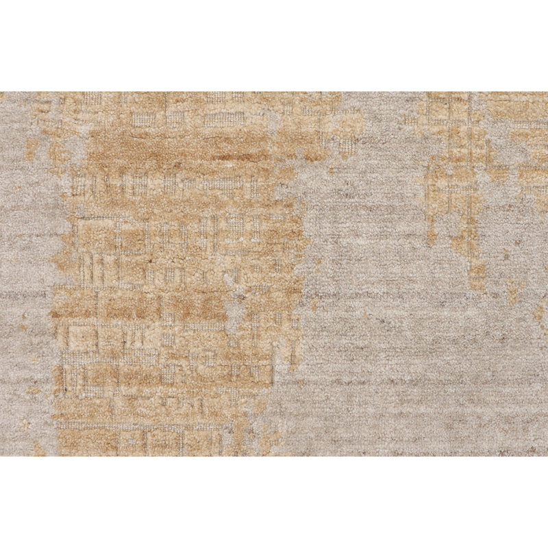 Hand Knotted Area Rug in Beige/Gold, Rectangle 6' x 9'