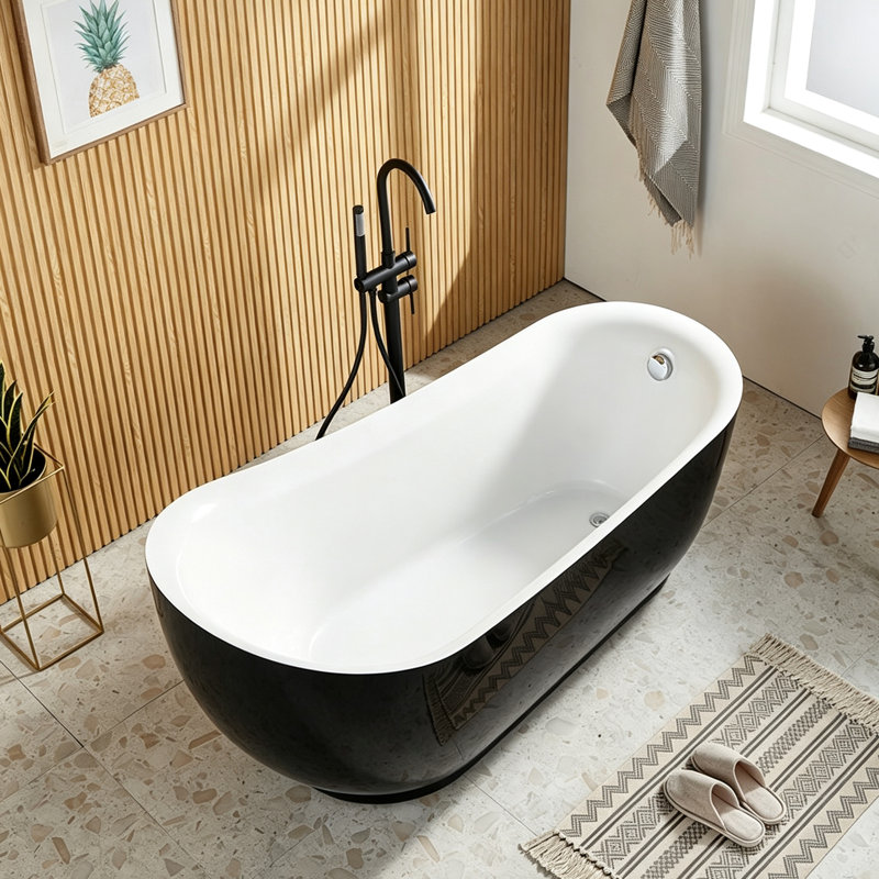 Baignoire de trempage en acrylique moderne pour salle de bain, H 29,53 po x l 59,06 po x P 29,53 po