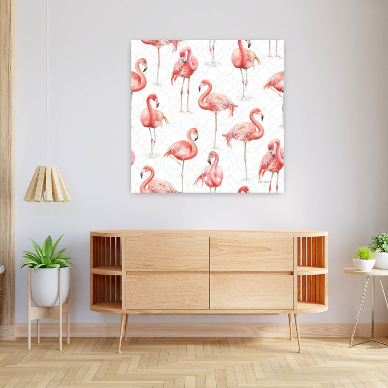 Motif gracieusement rose Ia Flamingo, art tropical, H 36 po x l 36 po