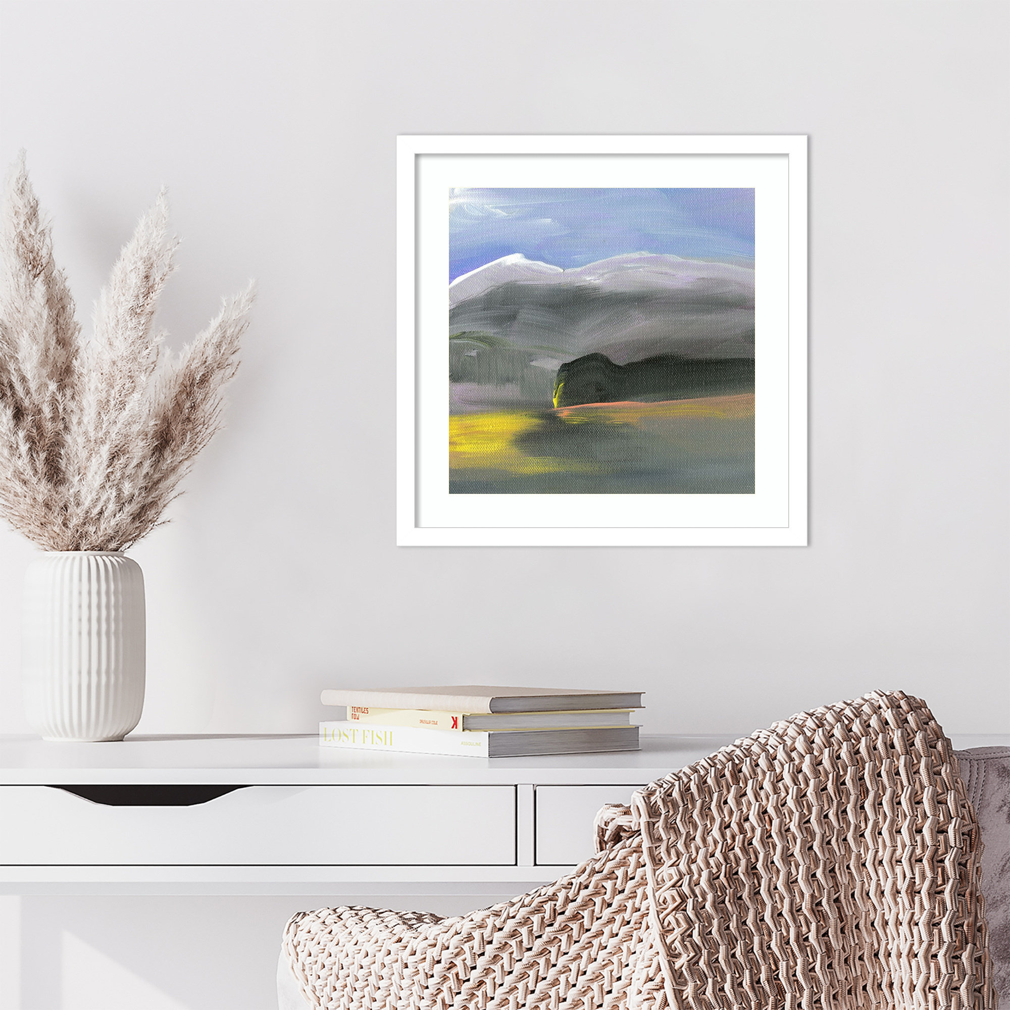 Before A Shift by Karen Suderman Wood Framed Wall Art Print, White, 17" H x 17" W