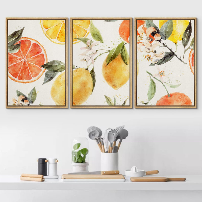 Pastel, citron, orange, agrumes, nourriture, cuisine, cuisson, illustrations, art moderne, décoration, Cadre naturel flottant