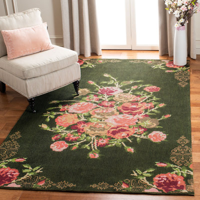 Tammie Floral Black/Red Area Rug