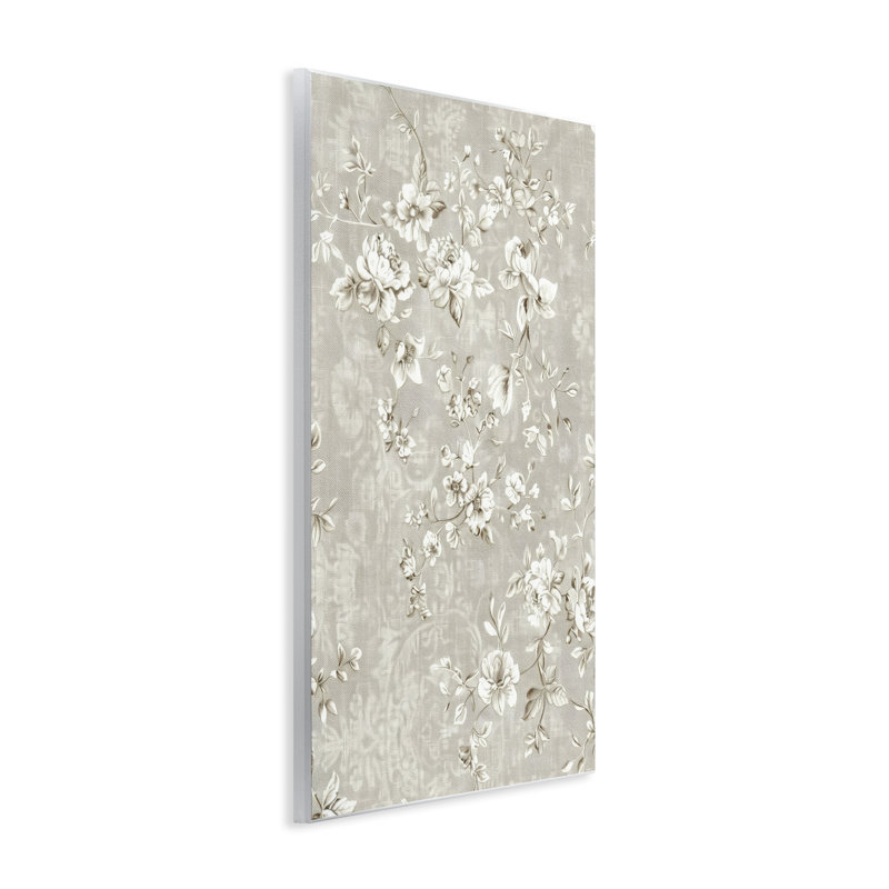 Plaque murale fleurs blanches sur damas, design par LSR Creative Studio, H 15 po x l 10 po
