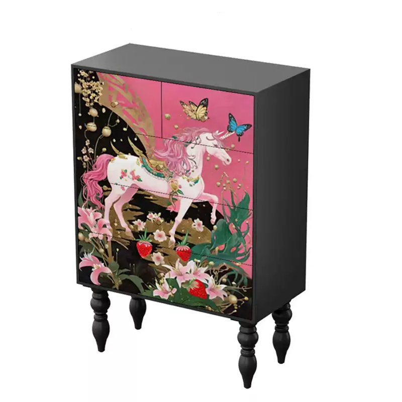 Commode d'appoint de rangement moderne à cinq tiroirs