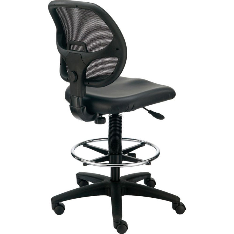 Backed Adjustable Height Ergonomic Lab Stool with Footring Wheels