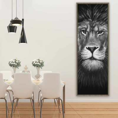 Portrait de lion - Toile encadrée décorative de la faune grise