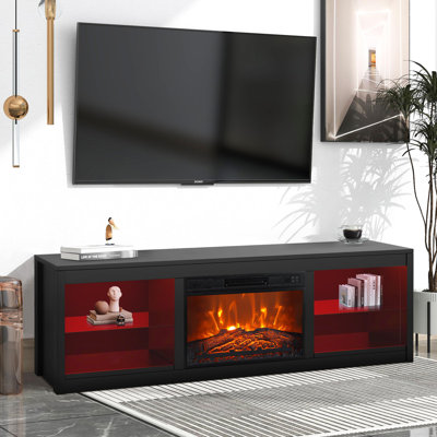 66" Tv Stand With Storage Cabinets For Living Room