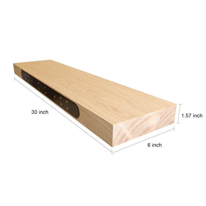 Solid Wood Floating Shelf, 1.57" H x 30" W x 6" D, Walnut