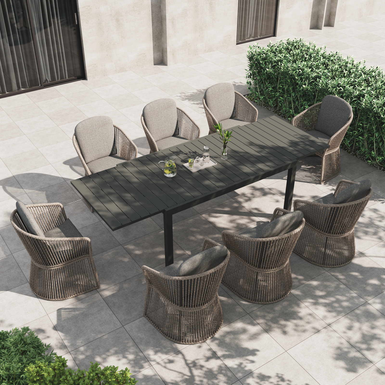 Blanche 39" Patio Dining Set, Dark Gray