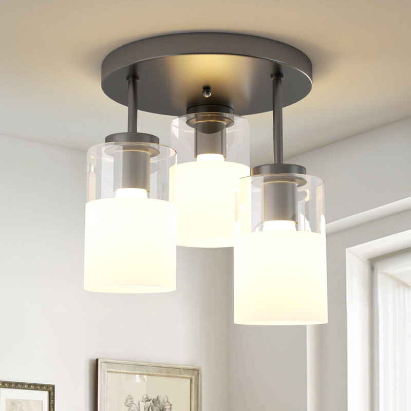 Renley 11.5"-3 Lights Modern ETL Cluster Semi Matte Black Flush Mount Lighting Fixture For Dining Room Hallway/ Living Room
