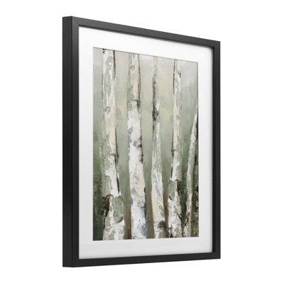 Looming Birch Forest Framed Print Under Glass, design by Luna Mavis