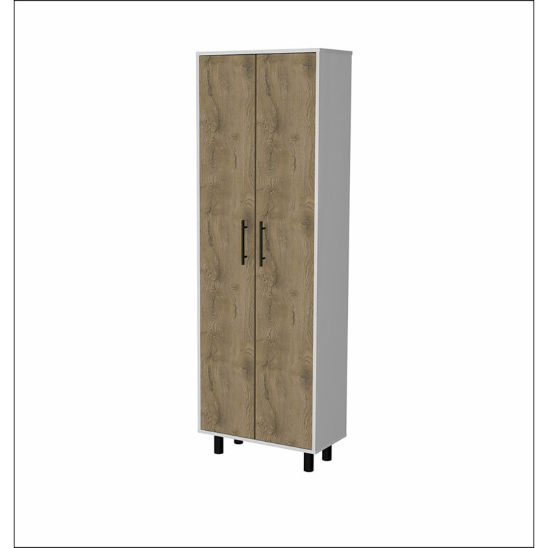 Fagan 2-Door 5-Shelf Kitchen Pantry and Macadamia, White/Natural