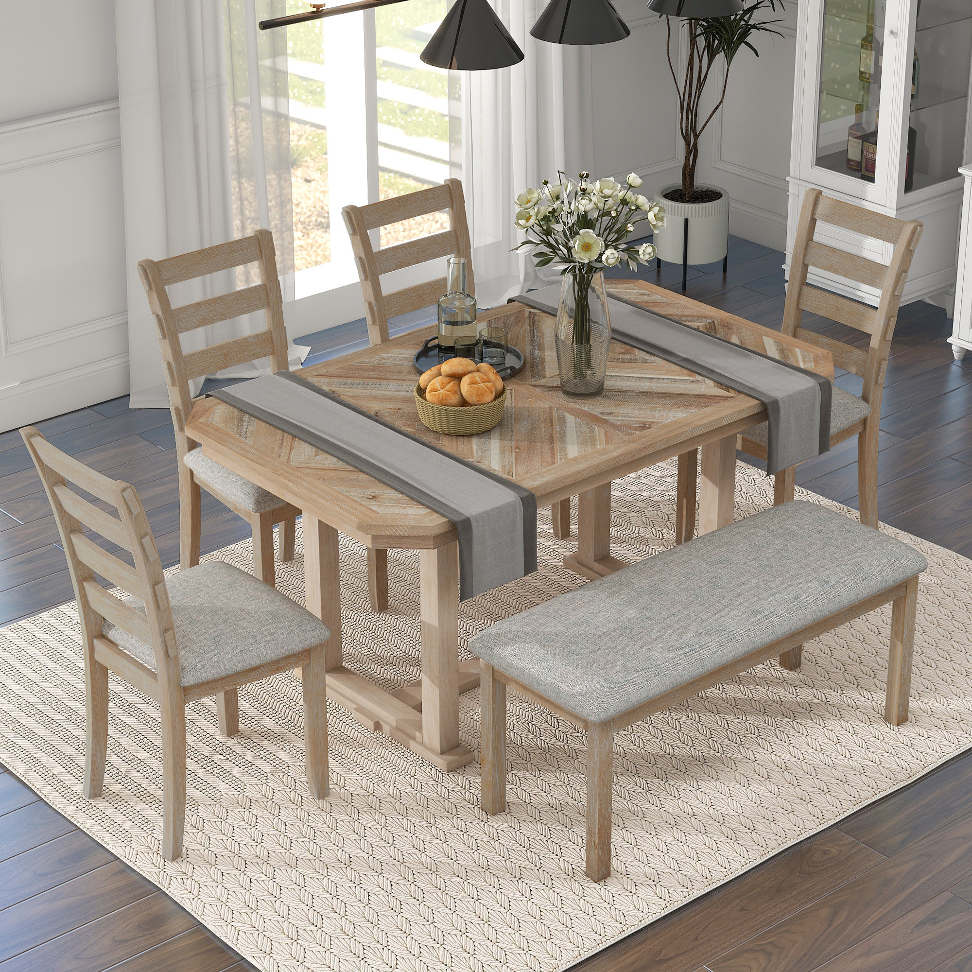 Gracie Oaks Sharees 6 - Person Dining Set & Reviews | Wayfair