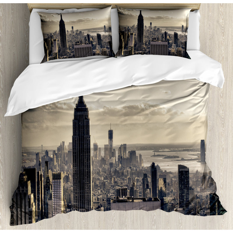 Ensemble de housse pour couette New York, Housse de couette très grand et 2 taies, Orange City