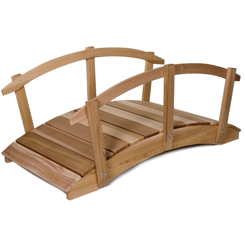 6-Foot Natural Cedar Garden Bridge with Side Rails
