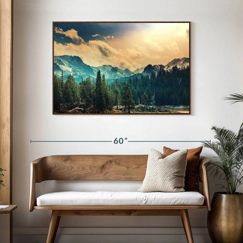Paysage de montagnes de la Sierra Nevada, 46 po x 31 po, Cadre flottant noyer