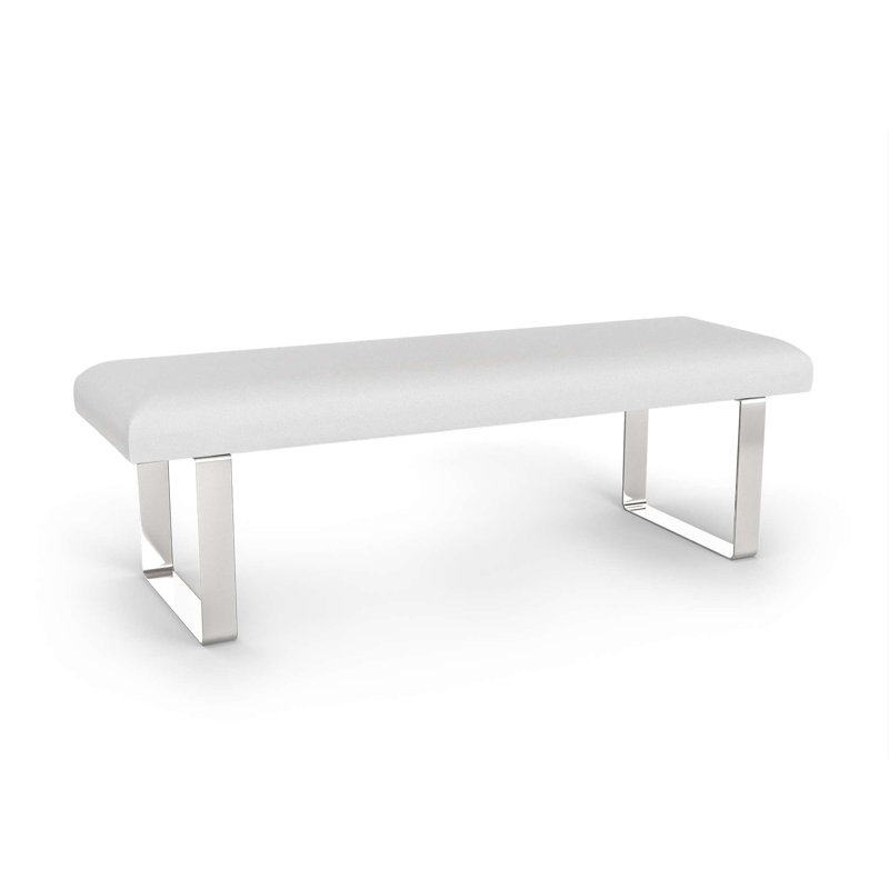 Mylinn Upholstered Bench, White/Chrome