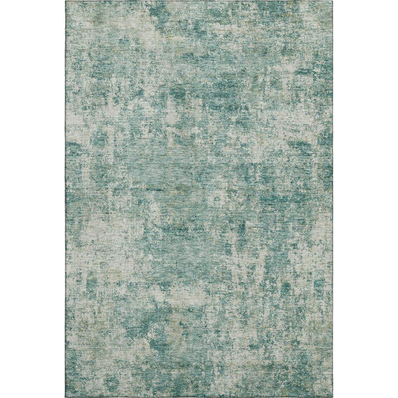 Premium Machine Washable Mayfield AMF2061 Abstract Rug, Teal, 5' x 7'6"