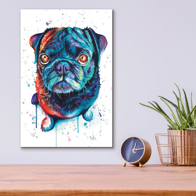 Art mural en verre Red Barrel Studio «Rainbow Dogs Pug» par Lindsay Kivi, H 16 po x l 12 po x P 0,13 cm