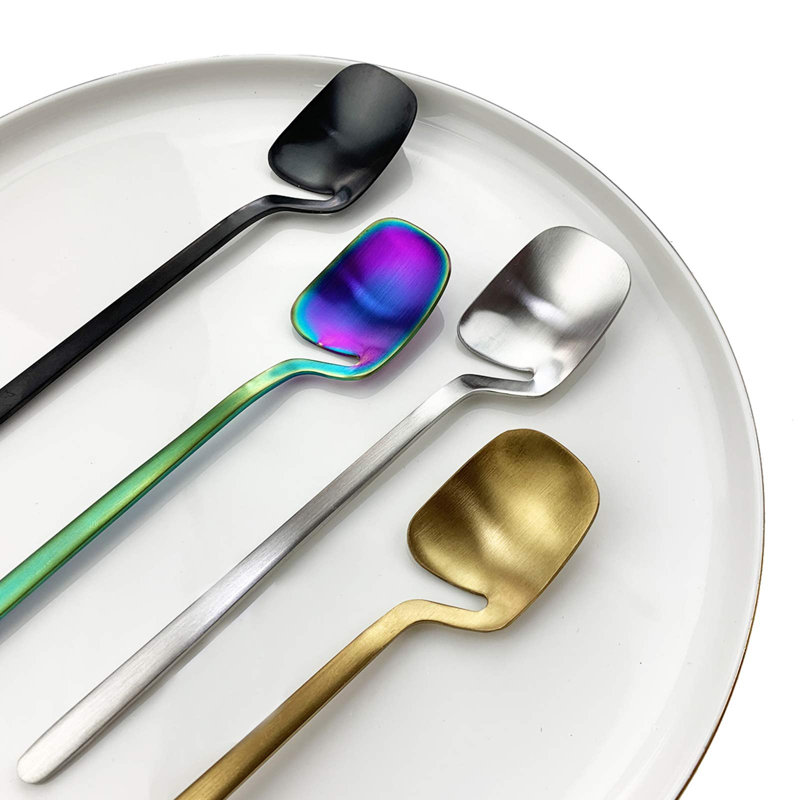 Hangable 24-Piece Silverware Set, Satin Finish Flatware Cutlery Set Service For 6, Knives/Forks/Spoons Included, Dishwasher Safe (Matte Rainbow)