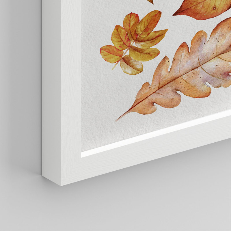 «Autumn Fall Thanksgiving Pumpkin Tree», reproduction de papier encadrée sur papier 4 pièces, Blanc, H 14 po x l 11 po
