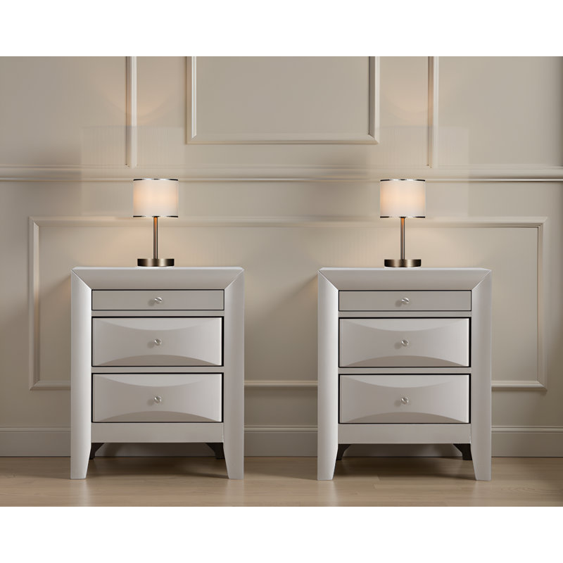Loviisa Silver Champagne Nightstand Set Of 2, Silver Champagne