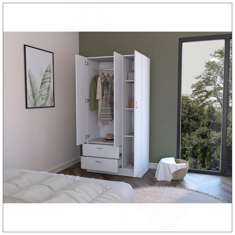 Armoire Haddam, chambre à coucher, blanc, Blanc