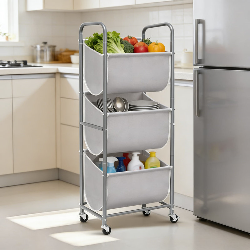 3-Section Rolling Laundry Sorter Hamper With Wheels And Brakes, 120L Capacity Space-Saving Vertical Design For Laundry Room, Closet, Dorm, And Small Spaces