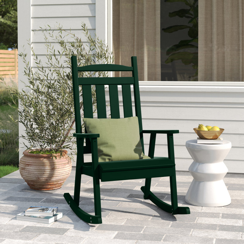 Chaise berçante en bois massif Beda Classic, Vert foncé
