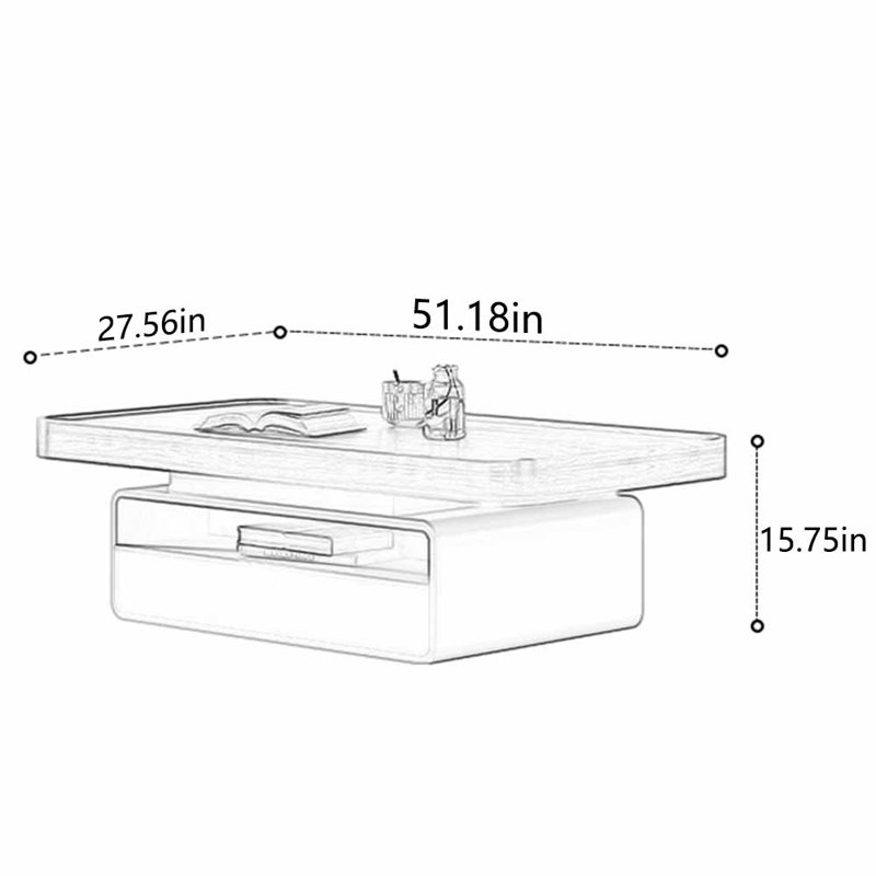 Table à thé multifonctionnelle, simple et créative, H 15,75 po x L 51,18 po x l 27,56 po