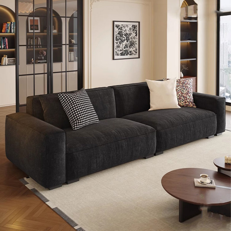 Black Polyester Blend Modular Sofa cushion couch, 3, 28.35" H x 94.49" W x 37.4" D