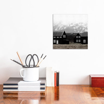 Black Houses Of Iceland II Square by Monika Strigel - Wrapped Canvas Print