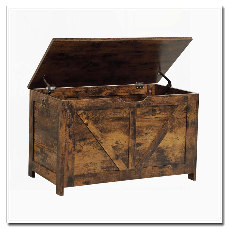 Banc de rangement rétro avec finition brun rustique