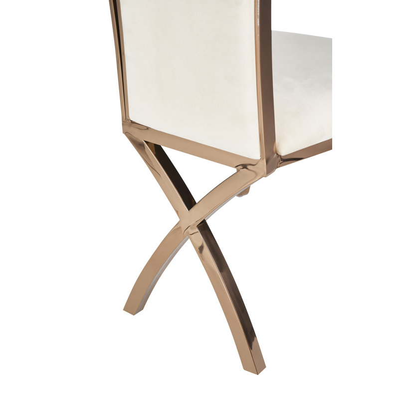 Daved 19'' H Upholstered Side Chair, Beige/Gold