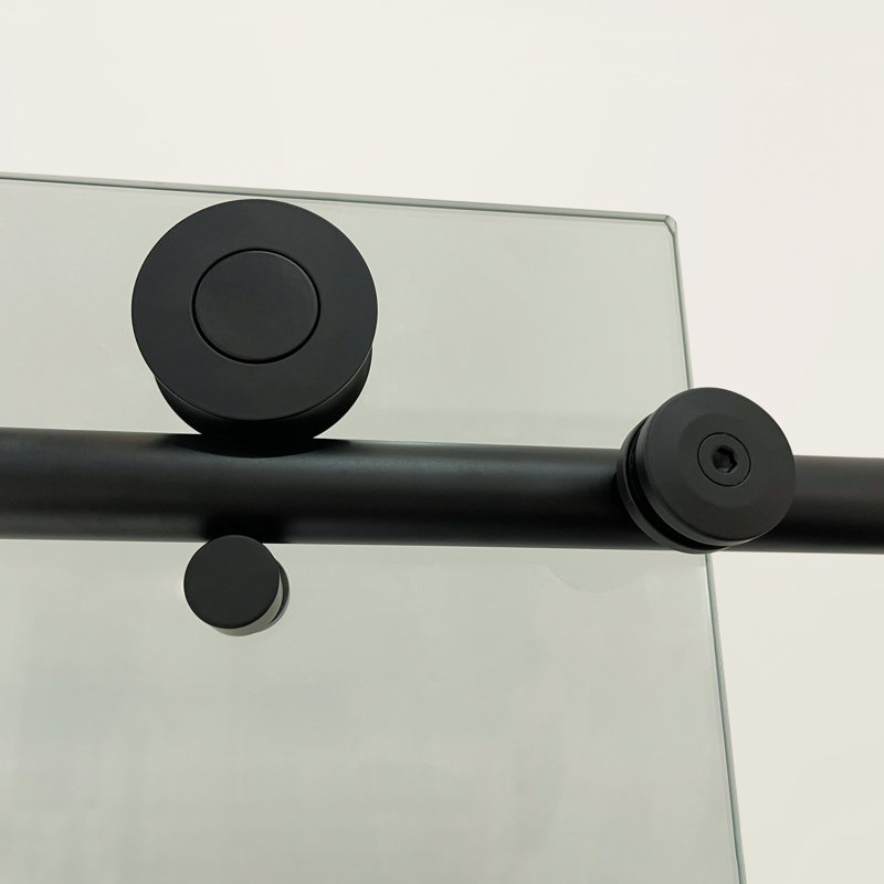 - W x 74'' H Door Frameless Shower Door with, Black
