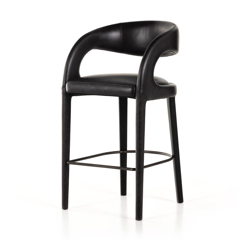 Hawkins Stool, Bar Stool (30.51" Seat Height), Sonoma Black/Genuine Leather