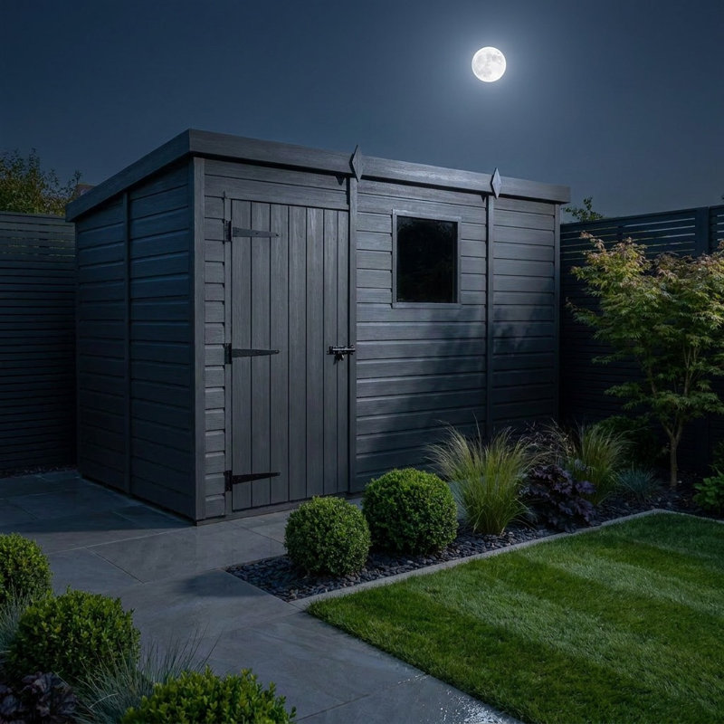 Total Sheds 9ft x 7ft Composite Pent Garden Shed - Single Door - With Windows - EPDM Rubber Roof - UK Manufactured