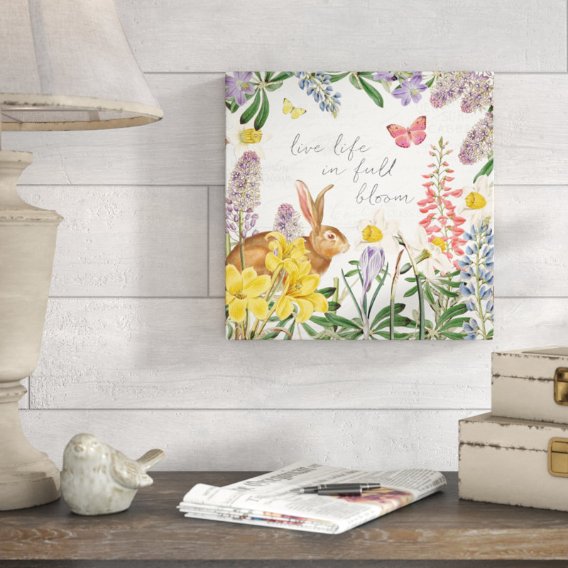 «Easter Garden II», reproduction de peinture acrylique sur toile tendue, H 14 po x l 14 po x P 2 po