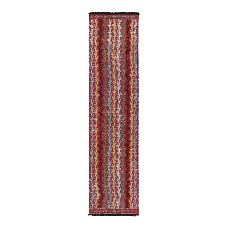 Burano Handmade Kilim Wool Geometric Area Rug, Runner 3' x 10'