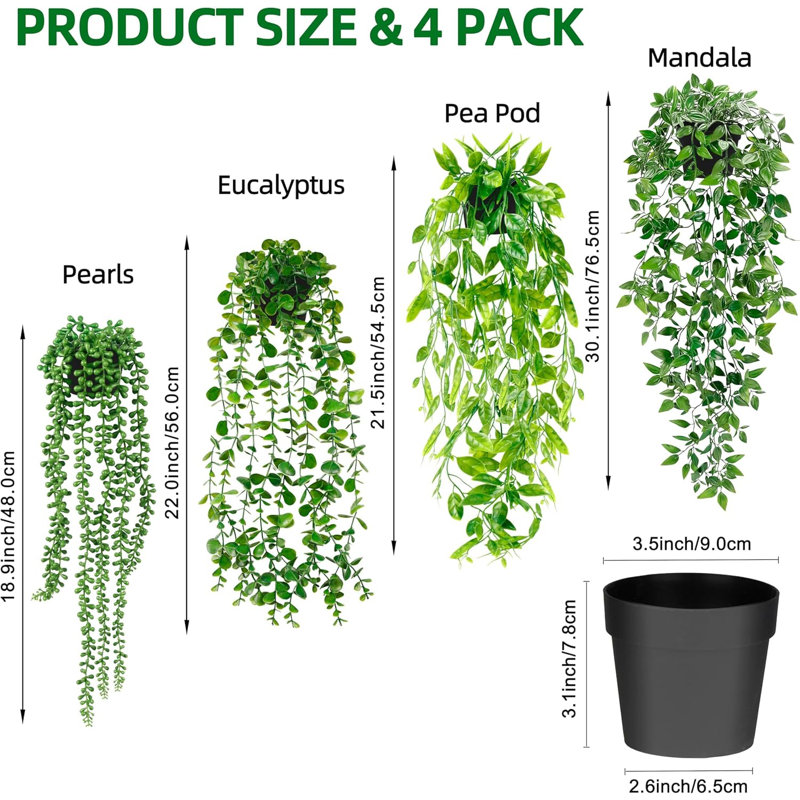 4-pack Artificial Hanging Plants