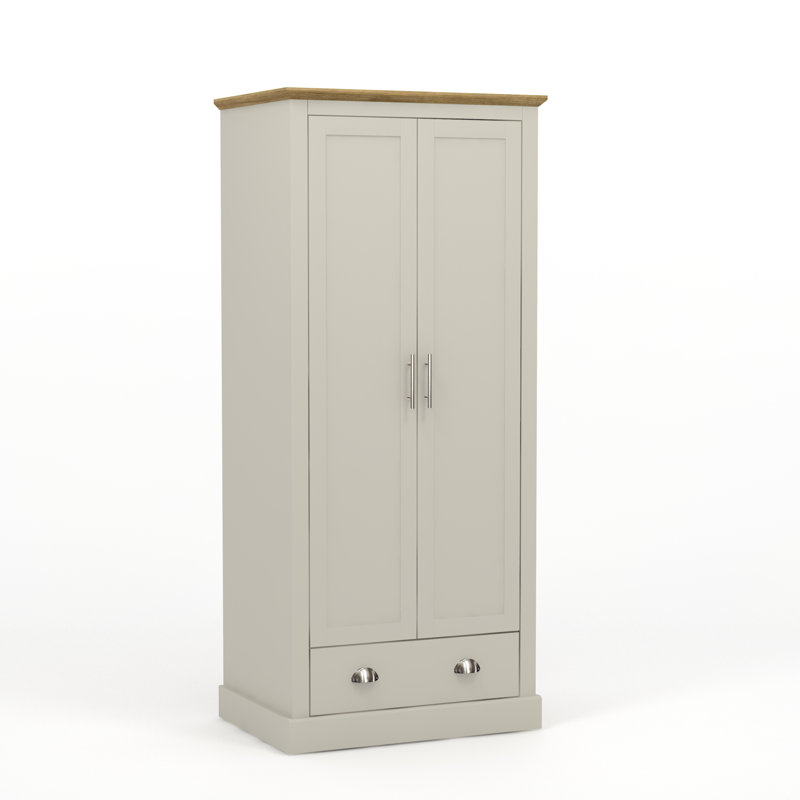 Sufy Octave 2 Door 1 Drawer Wardrobe, Light Grey