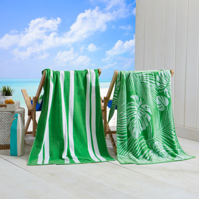 2-Piece Jacquard Cotton Beach Towel Set
