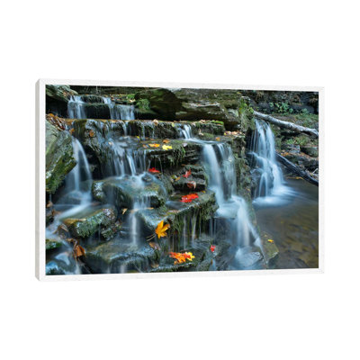 Kitchen Creek Cascades, Autumn, Ricketts Glen State Park, Pennsylvania 1 Piece Floater Frame Wall Art on Canvas