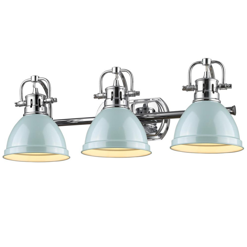 Éclairage pour salle de bain Drakeford, Chrome chrome, Écume de mer, écume de mer, Trois lumières