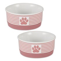 Sweejar Ceramic Dog Bowls with Bone Pattern, Dog Food Dish for Small Dogs,  Porcelain Pet Bowl for Water 16 Fl Oz