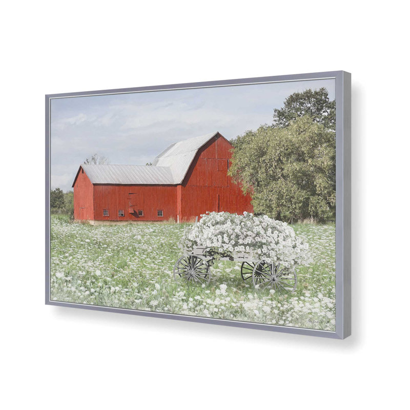 «Summer Farm Field» par Lori Deiter, reproduction d'art, L 32 po x H 24 po, Argent, Impression encadrée