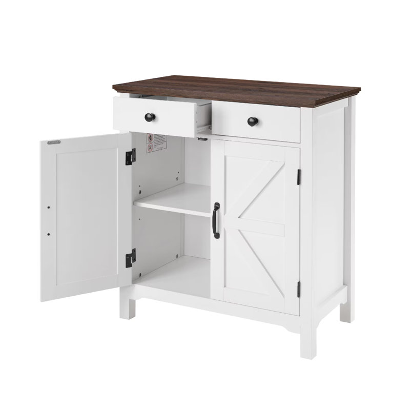 Buffet blanc avec 2 portes, buffet moderne avec rangement